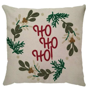 Capa de Almofada Natalina Decoração de Natal Festa Enfeite Papai Noel Renas Boneco de Neve Linho Estampado 43x43cm