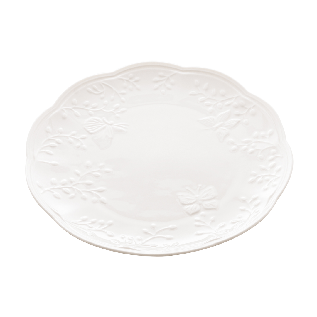 Prato Raso Porcelana New Bone Butterfly Flower 27cm