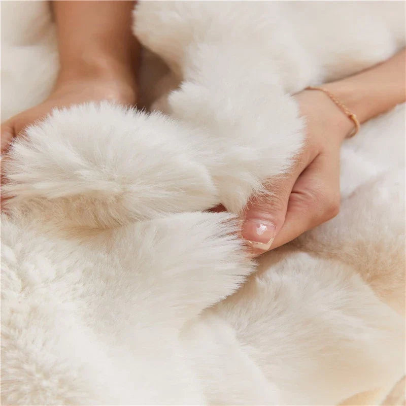 Cobertor De Pele De Luxo Com Inverno Espesso E Aconchegante Coelho Lança Sofá Cobertura De Cama Colcha