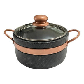 Frigideira + Panela de Pedra Sabão com tampas de vidro com pegador exclusivo