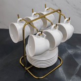 Suporte Porta Xícaras e Pires de Chá Dourado