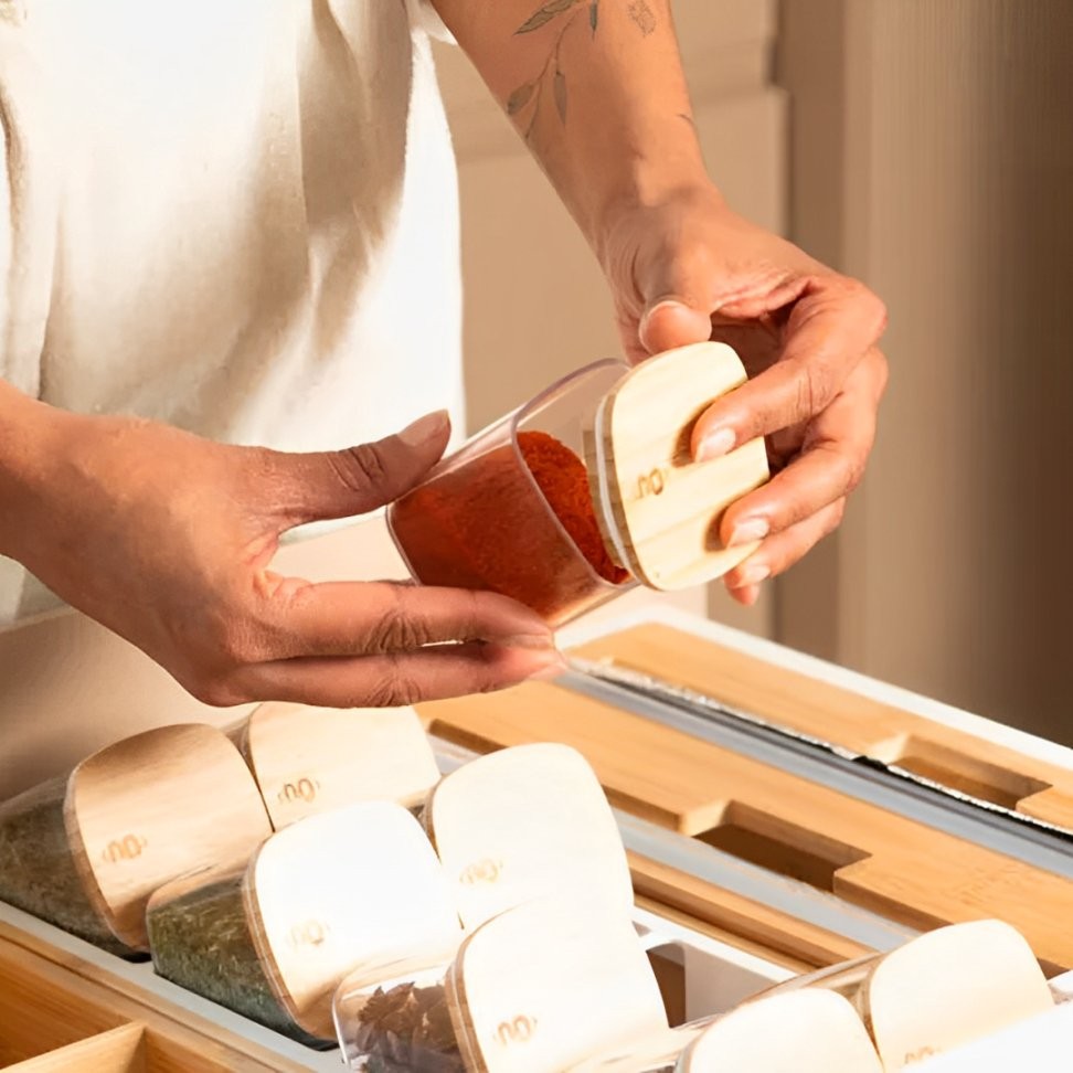 Organizador para Temperos Keep de Bambu 10 Peças