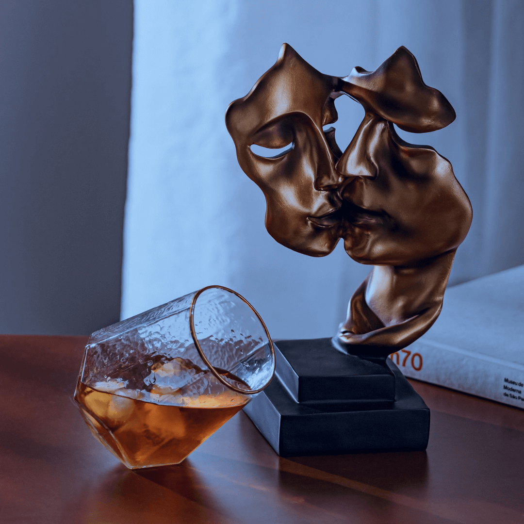 Jogo 2 Copos Baixos Whisky em Cristal com Borda Dourada 550ml