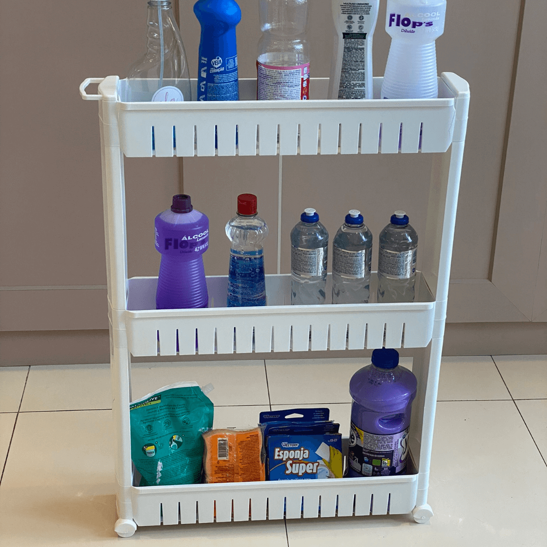 Prateleira de Carrinho Organizador Prateleira Multiuso com Rodinhas Branca