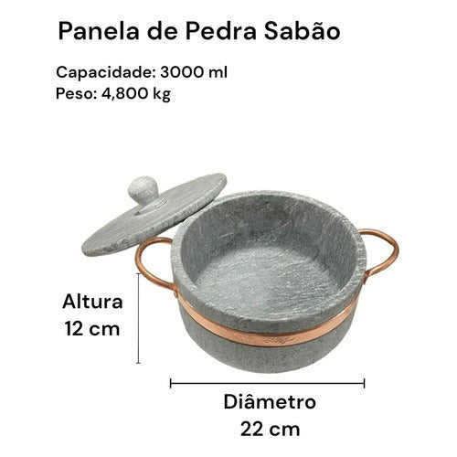 Jogo de Panelas Pedra Sabão 04 peças - 500ml +1L +1,5L +3L