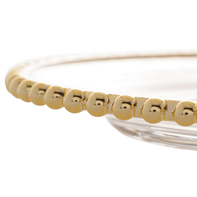 Prato Sobremesa Cristal com Borda Bolinha Dourada Pearl - 20 cm