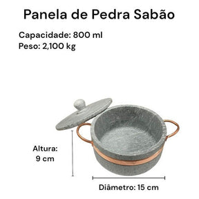 Jogo de Panelas Pedra Sabão Premium 6 peças