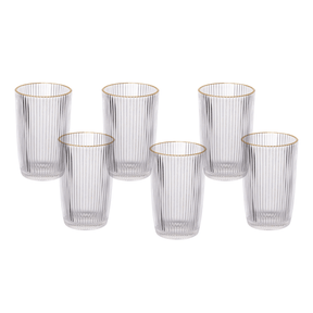 Jogo 6 Copos Altos Graffiato com Borda Dourada 370ml