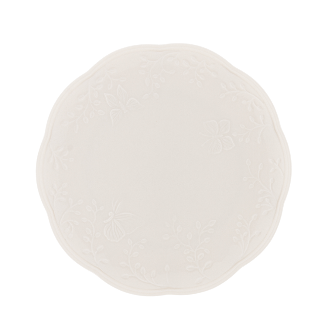 Prato Raso Porcelana New Bone Butterfly Flower 27cm