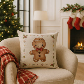 Capa de Almofada Natalina Decoração de Natal Festa Enfeite Papai Noel Renas Boneco de Neve Linho Estampado 43x43cm