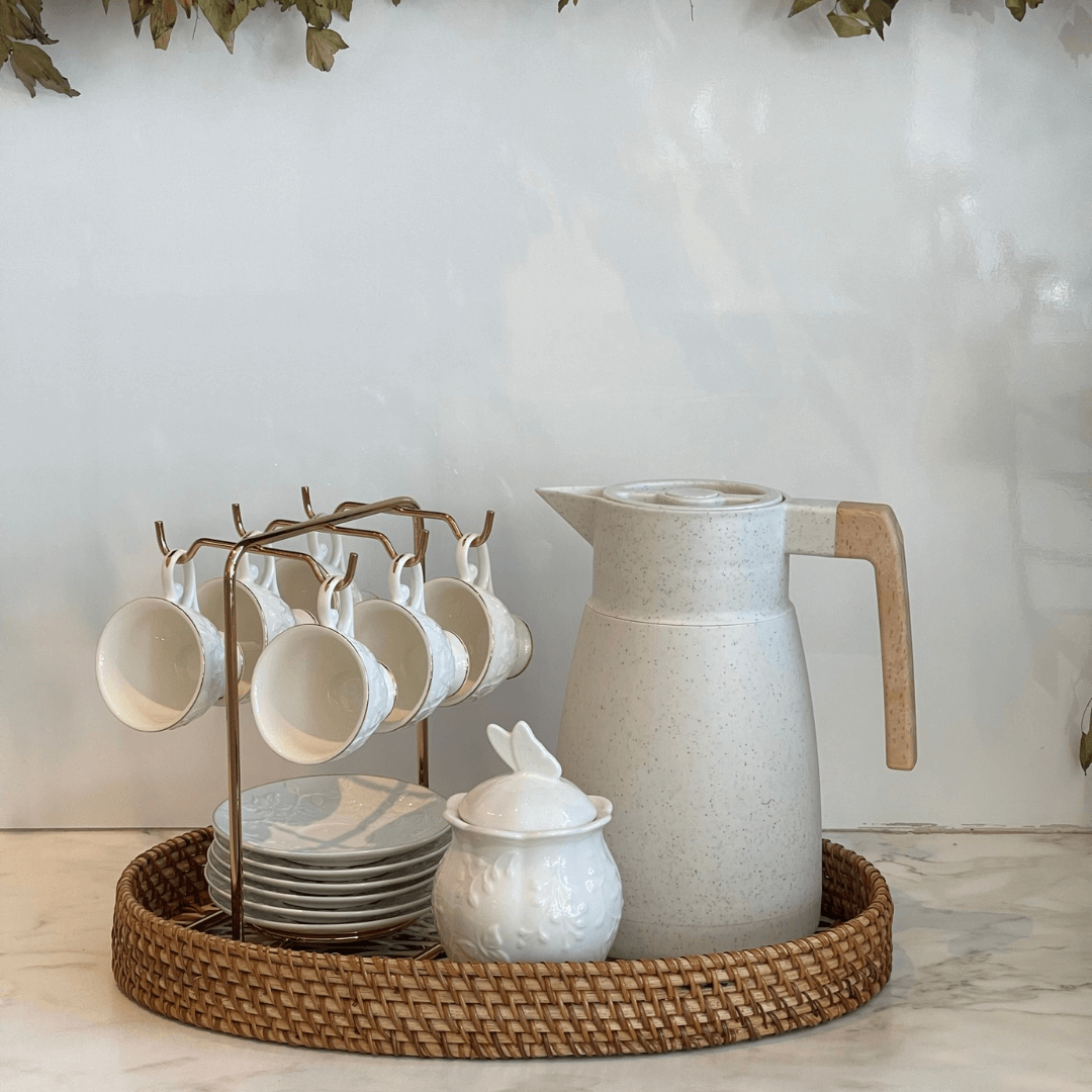 Suporte Porta Xícaras e Pires de Chá Dourado