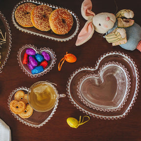 Prato de Cristal Coração Pearl Bolinha - 25 cm